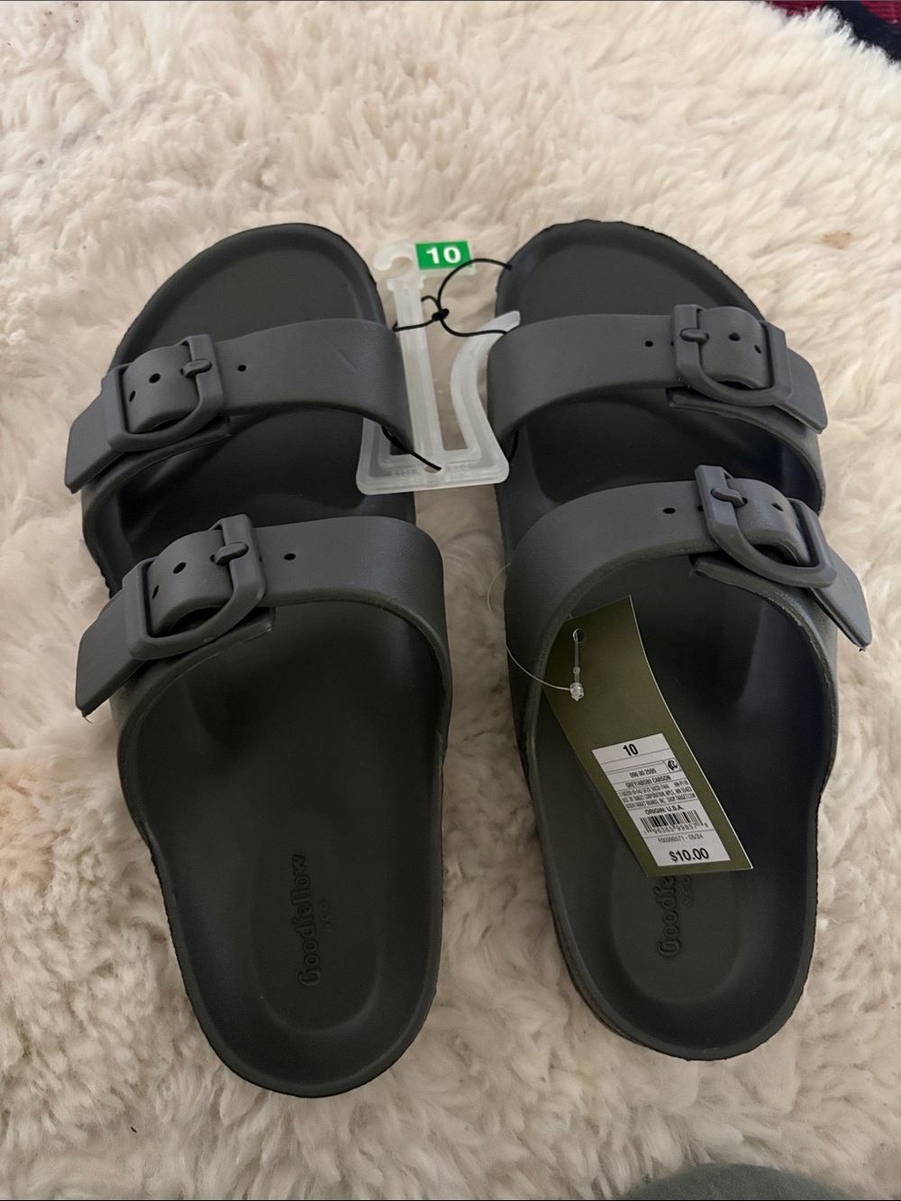 Goodfellow & Co Black Dual-Buckle Slide Sandals